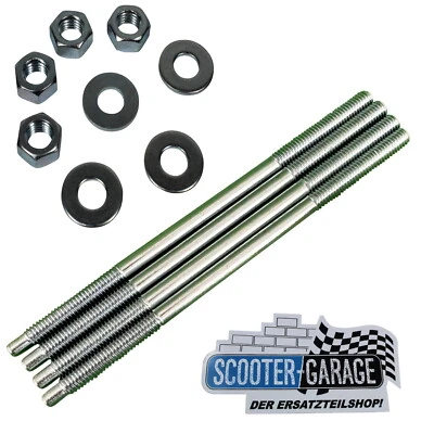 SCOOTER-GARAGE 4x Zylinder Stehbolzen + Mutter Set M6 x 126mm für Simson S51 / S70 / KR51/2