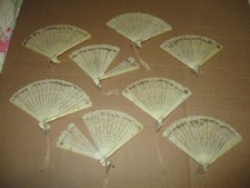 Lot of 8 Vintage Celluloid Fans Made in Hong Kong 1920's Women's Hand Fan Lot