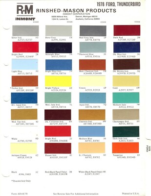 FORD HMカラー 1978 FORD MAVERICK MUSTANG PINTO LTD II GRANADA THUNDERBIRD PAINT