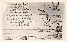 RPPC Seaside OR Oregon Seagulls Surf Promenade Beach Photo Vtg Postcard Z1