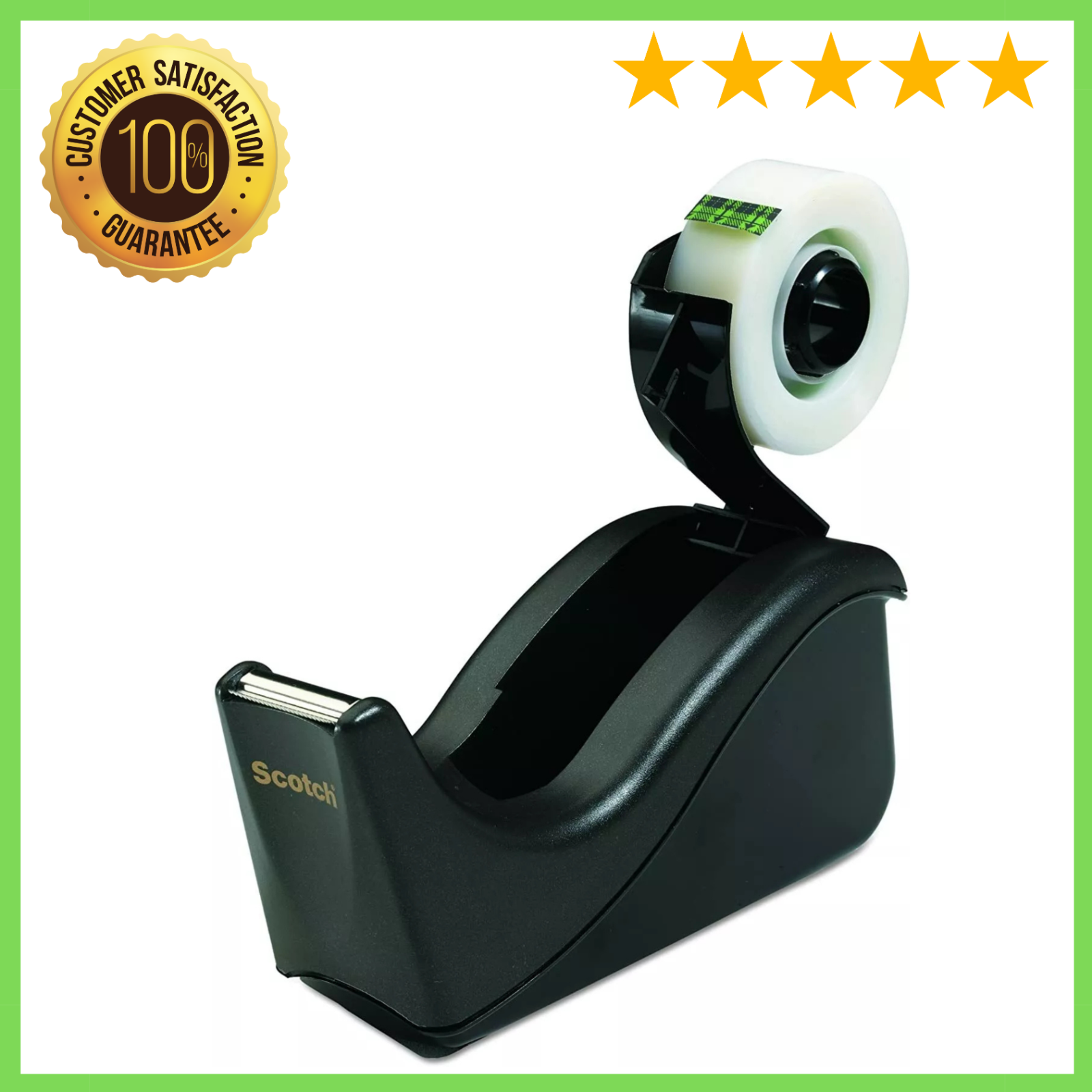 Desktop Tape Dispenser, Black Two-Tone, 1 Dispenser/Pack (C60-BK)-image