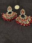 YASHI BOLLYWOOD PIERCED EARRINGS BEADS GOLD TONE LOVELY EUC — photo 1