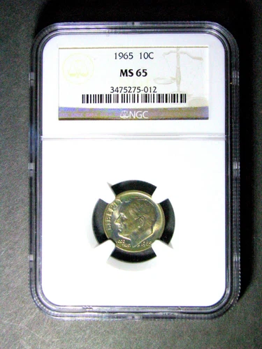 1965 NGC MS65 Roosevelt Dime Nice Toning