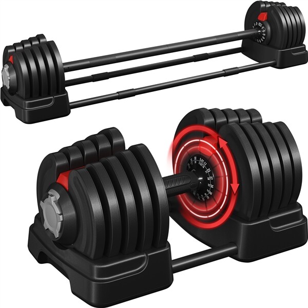 Juego de Mancuernas Ajustables 90lbs Peso Mancuerna 2 en 1 con 16 Pesos Ajustables