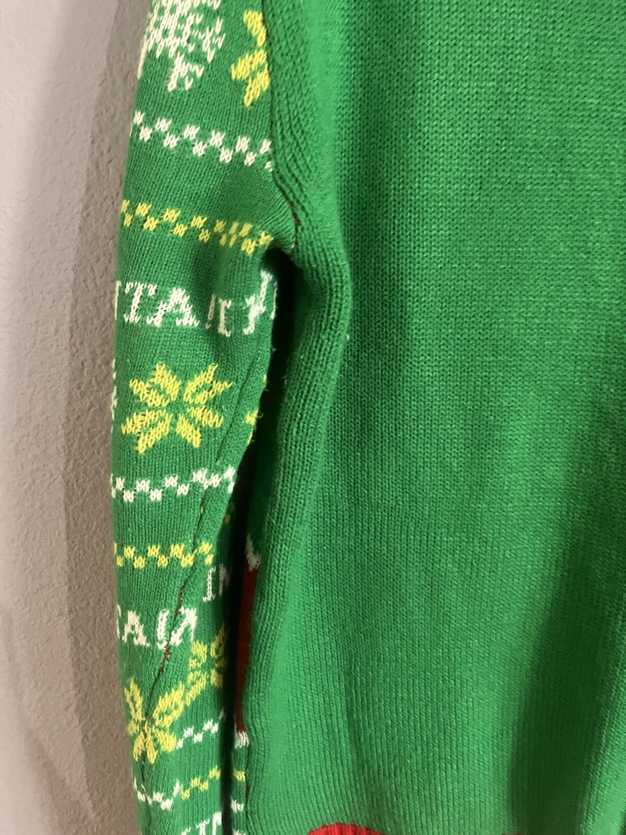 Elf Christmas Sweater Men M Green Fair Isle Will Ferrell Pullover