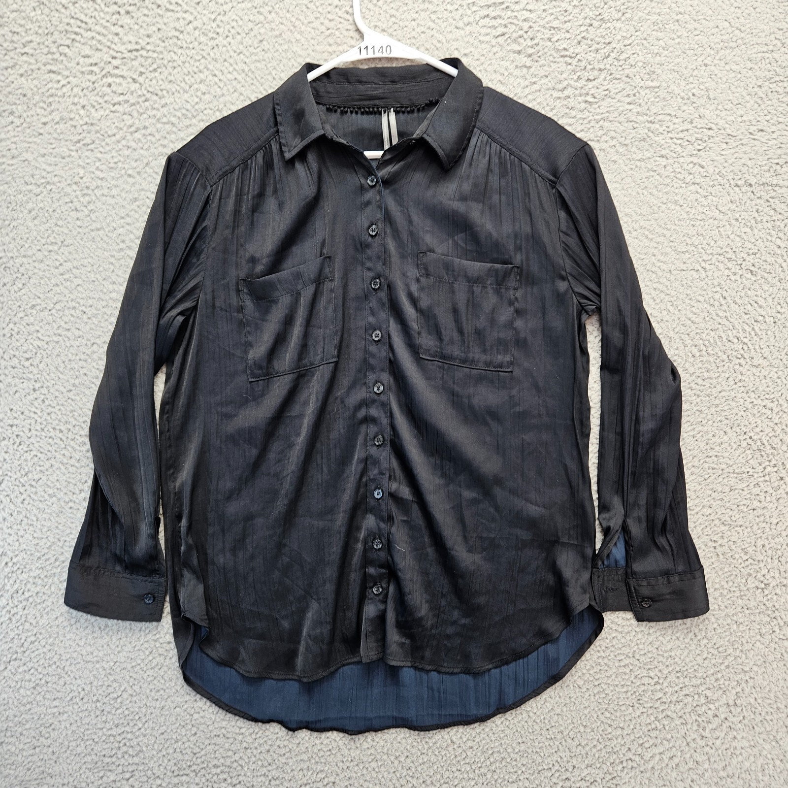 Anthropologie Blouse Womens Size Small Black Long Sleeve Button Up