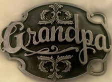 Vintage 1988 Black Pewter Grandpa Belt Buckle - Siskiyou Buckle Co.