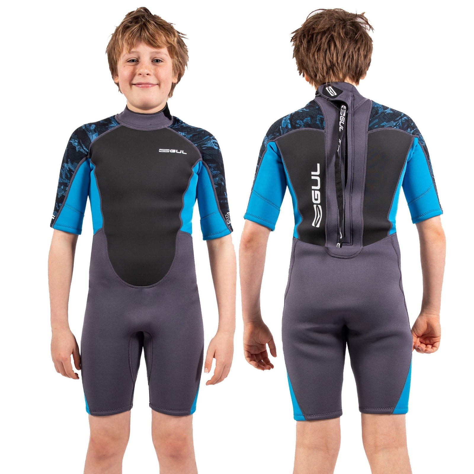 Gul Response 3/2mm Junior Shortie Wetsuit - Grey Blue - XXS