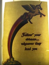 Vintage 70s Rainbow Unicorn Iron On Transfer FOLLOW YOUR DREAMS