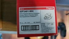 Legrand WP3461-WH White Keystone RCA to F-Connector QTY 20 - New 
