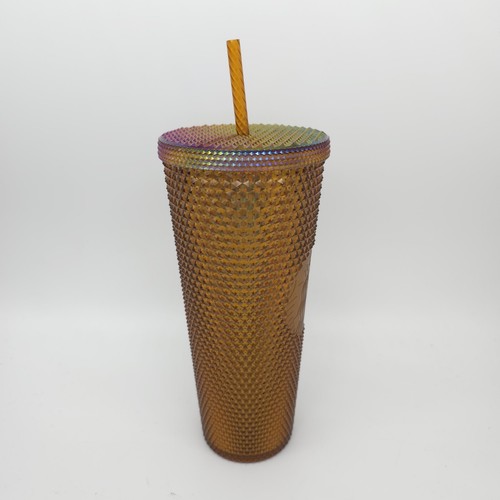2021 Starbucks 50th Anniversary Gold Copper Studded Tumbler Cup 24oz With Straw - Picture 7 of 12