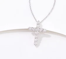 Affinity Diamonds 0.25ct Cross Pendant Necklace Sterling Silver 18" Motif