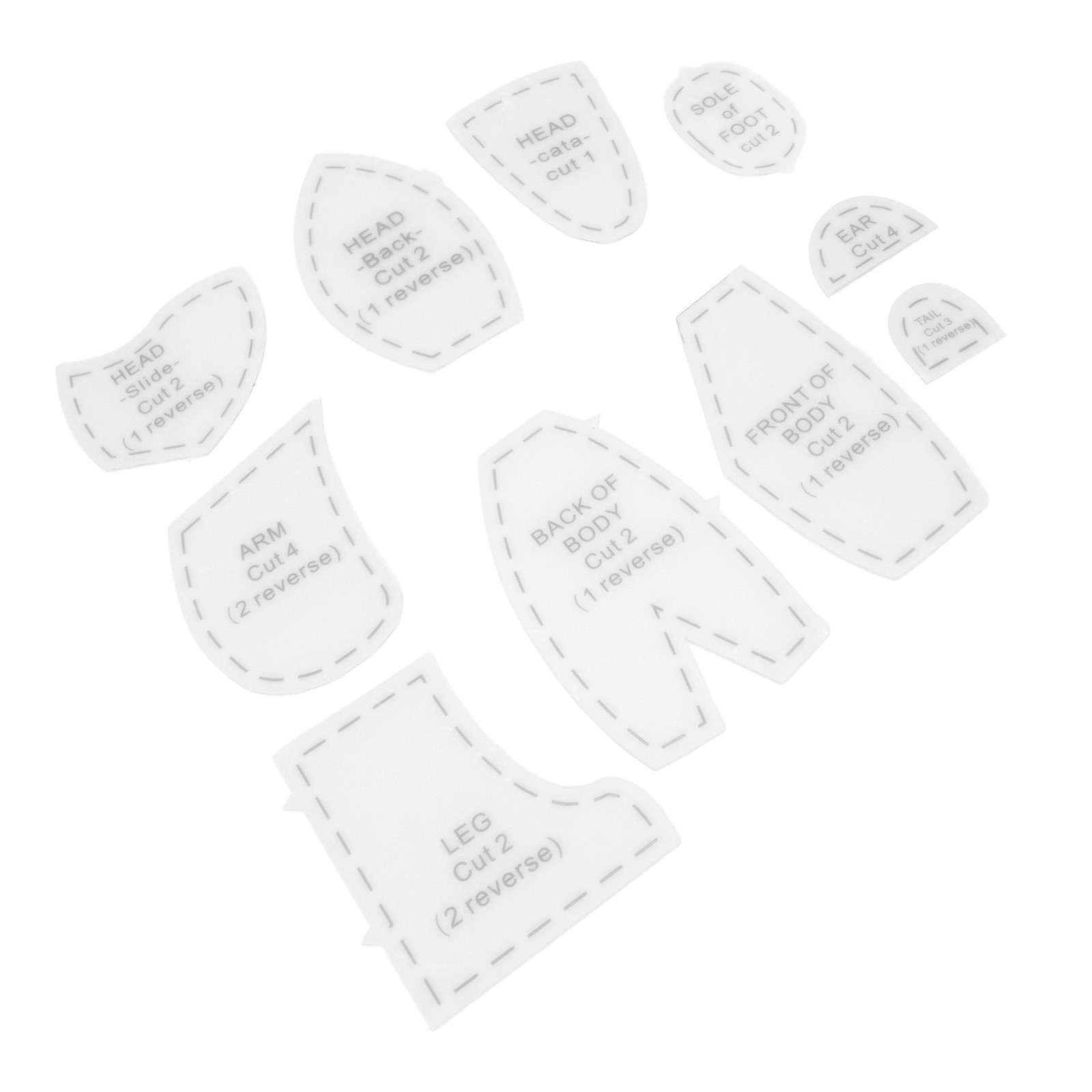 Memory Bear Template Set Acrylic Material Sturdy Reusable Bear Sewing Template