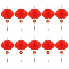 10 PCS Chinese New Year Lanterns Red Set Spring Festival Wedding 20cm 7.9 Inch