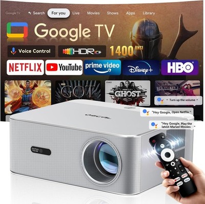 PV800 PRO Smart Projector 45000 Lumen 1080P 4K Compatible Google TV Auto Focus