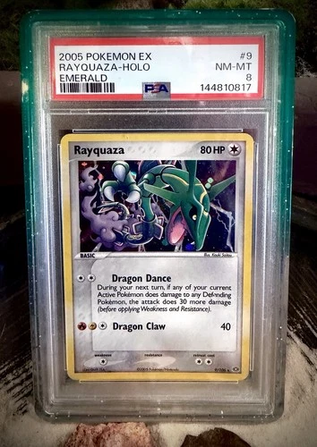 PSA 8 *NEW CERT* 2005 POKEMON EX EMERALD #9 RAYQUAZA-HOLO