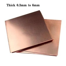 Pure Copper Sheet Plate Solid Metal Panel Board Thick 0.3mm to 6mm Various Sizes