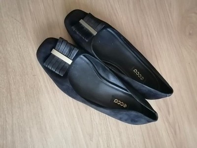 Women Ecco Heels Black Leather 38.5 #3Q54