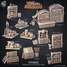 Shops Set | TTRPG Scatter Diorama Dollhouse Miniature | Terrain Essentials