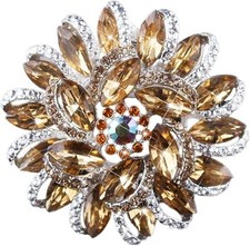 Wedding Bridal Big Crystal Rhinestone Bouquet Brooch Pin for Women gold brid...