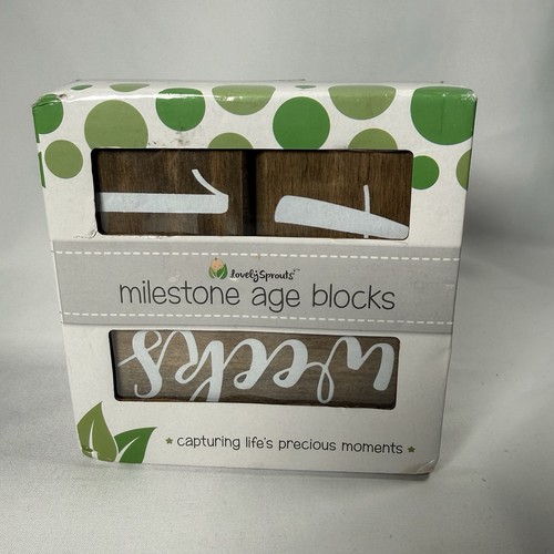 Lovely Sprouts Natural Solid Wood Milestone Age Blocks 3 Blocks Weeks Months +