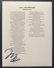 JULIA MICHAELS SIGNED LYRIC SHEET POP SINGER AUTHENTIC AUTOGRAPH COA