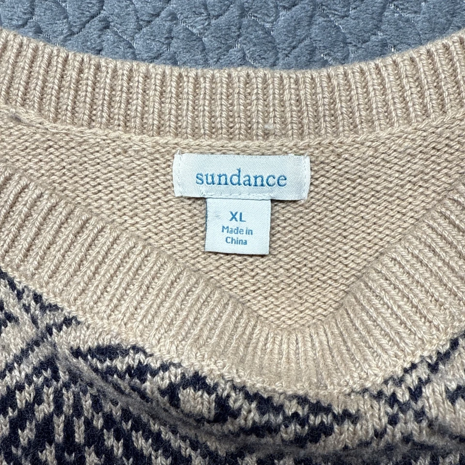 Suéter Sundance para mujer XL Fair Isle geométrico lana de cordero mezcla de cachemir tostado Foto 3 de 4