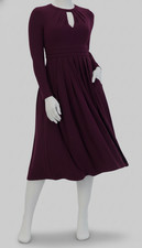 Jessica Howard Women's Purple Ruched Keyhole Midi Dress Petite Size: 12P