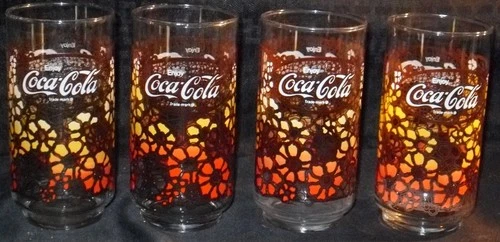 4 Vintage Coca-Cola Glasses   16Oz 1970s/1980s