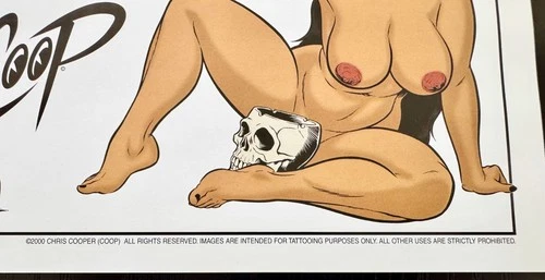 Vintage 2000 COOP Chris Cooper Tattoo Flash Pin Up Girls 11x14 Lowbrow Art image 3