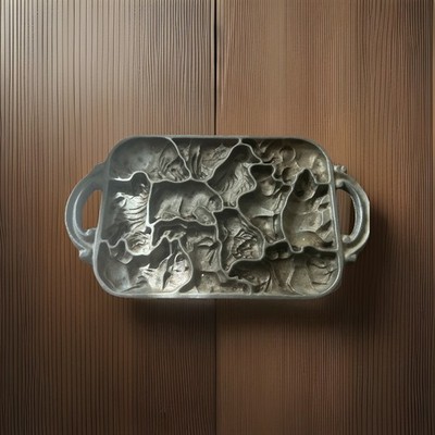 Vintage John Wright 1984 Zoo Animal Puzzle Cast Iron Mold Baking Pan Cookies