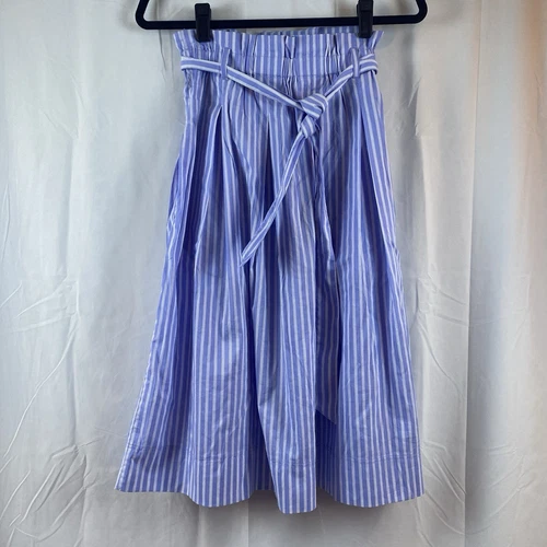 H&M Paper Bag Waist Light Blue Stripe Skirt With Pockets Size 2