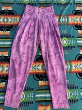 Vtg Z Cavaricci High Waisted Pleated Tapered Leg Parachute Purple Tye Dye 28x32
