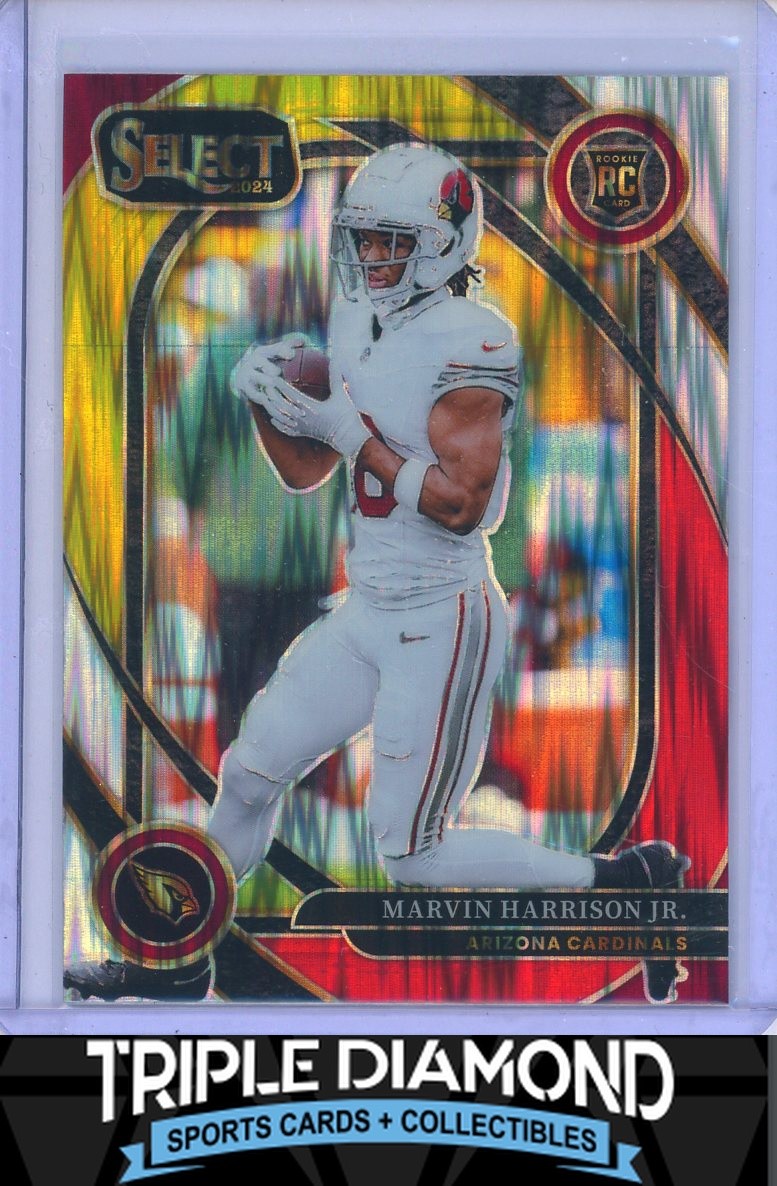 2024 Panini Select Marvin Harrison Jr Club Level Rookie Red & Yellow Shock W295
