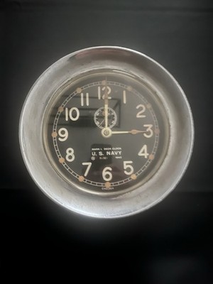 Chelsea WWII U.S. Navy Mark I Deck Clock 1943 Brass Ship Clock w