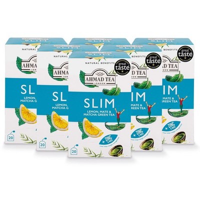 6 x Ahmad Tea Natural Benefits SLIM - Lemon Mate & Matcha Green Tea 6 x 20 Tbs