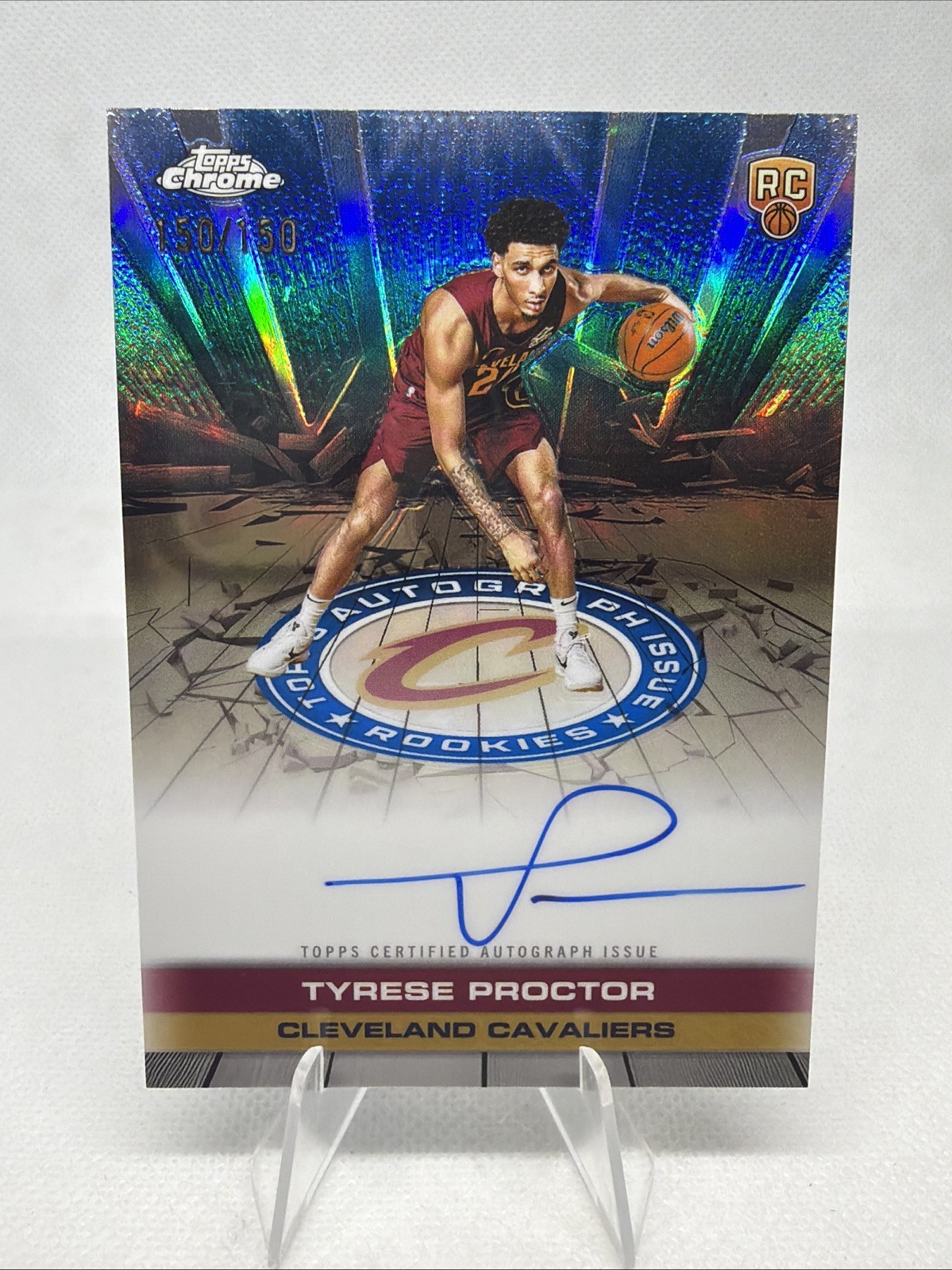Tyrese Proctor (RC) 2025 Topps Chrome Blue Refractor Certified Auto 150/150 NM!