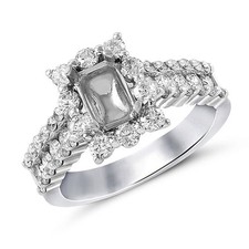 Semi Mount Ring Setting Cushion 9x7 mm 925 Sterling Silver with Natural Zircon