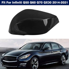 Left Door Wing Side Mirror Cover Cap Black For Infiniti Q50 Q60 Q70 QX30 2014-21
