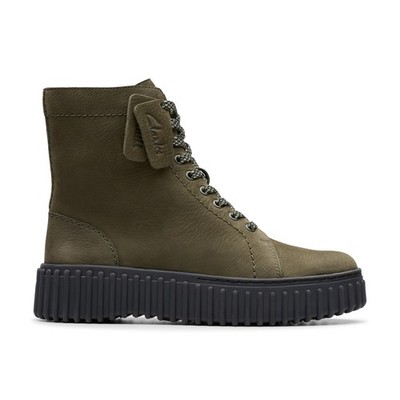 Clarks Torhill Rise 26179123 Womens Green Nubuck Casual Dress Boots