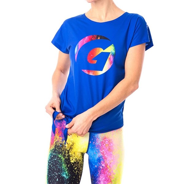 Gipara Gloria Damen Sport T-Shirt Kurzarmshirt Laufshirt Sportshirt Blau/Rosa XL-image