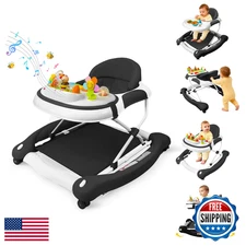 5-in-1 Baby Walker w/ Music, Lights, Bouncer | Foldable, Adjustable Height 6-12M