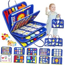 Busy Board, Montessori Toys for 1 2 3 Year Old - Toddler Toys for Space - Blue