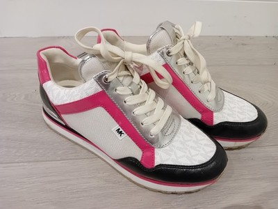 Michael Kors Allie Stride Damen Sportschuhe US 7M UK 4,5 weiß pink silber SG18L