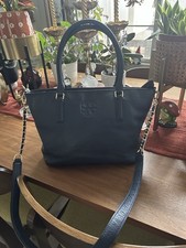 Tory Burch Blue Logo Satchel Zip Double Handles w/ Adjustable Detachable Strap