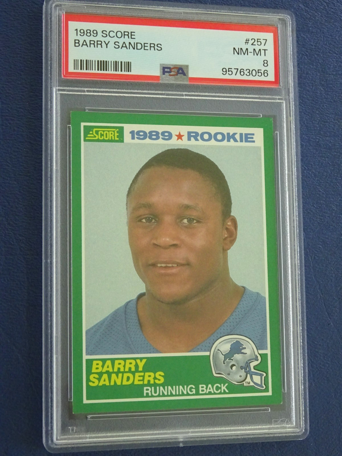 1989 Score Football Barry Sanders Rookie 257, PSA 8 Nr Mint