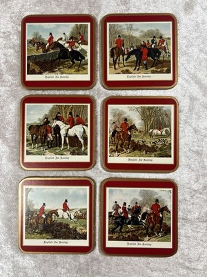 Pimpernel England Coasters English Fox Hunting 6x 10,5 cm Vintage 70er Selten