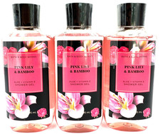 NEW Bath  Body Works Lot of 3 Bottles Pink Lily Bamboo Shower Gel Wash 10 oz