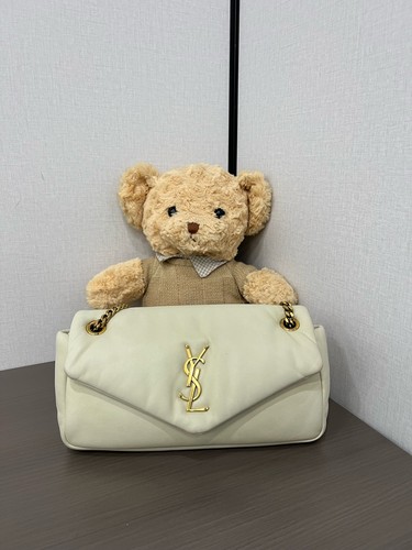 YSL Saint Laurent Calypso Small Off White Soft Lambskin Crossbody Shoulder Bag D