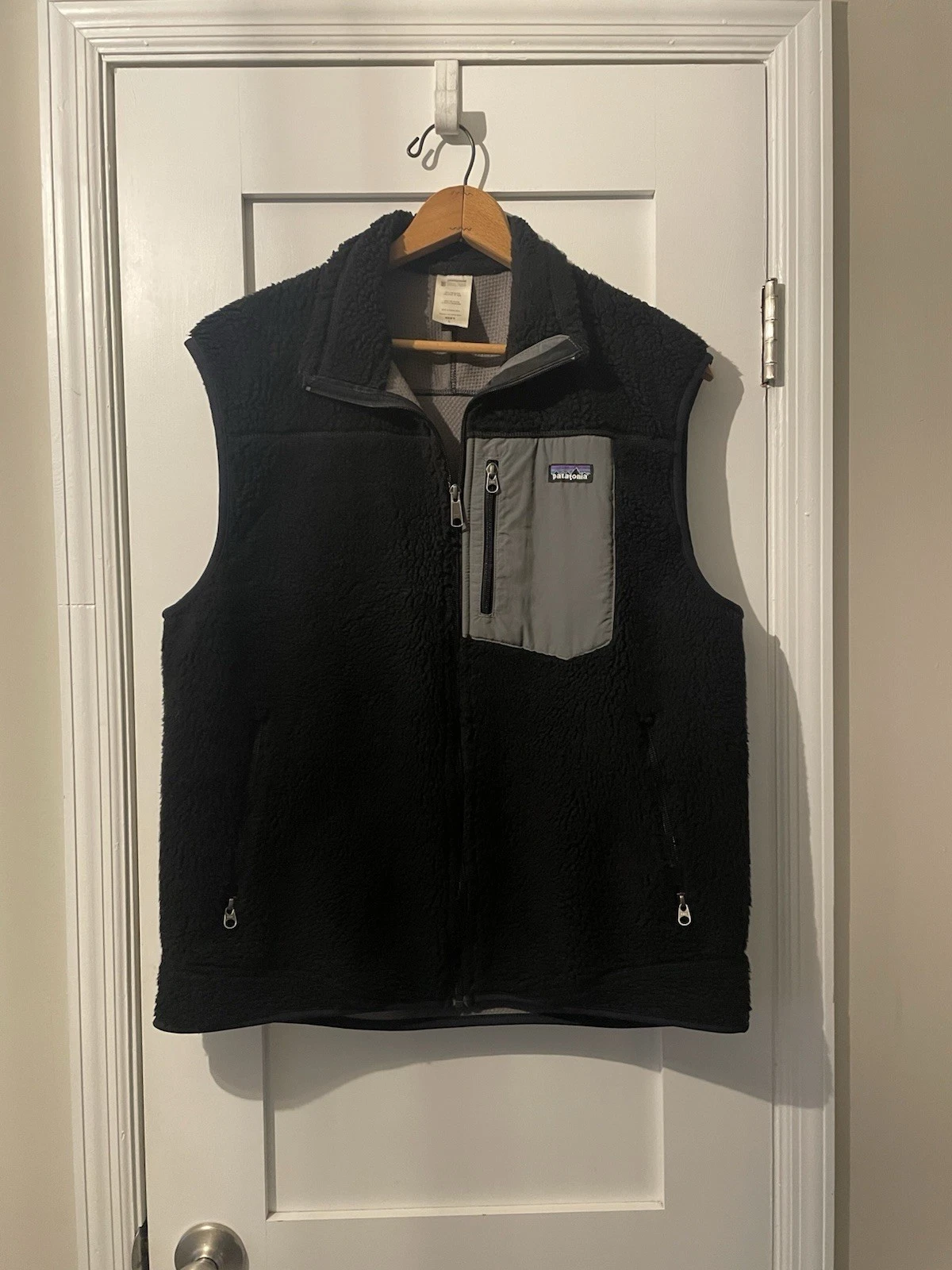 Patagonia Retro X Vest Full Zip Black Sherpa Fleece Outdoors Men’s Size: L EUC!